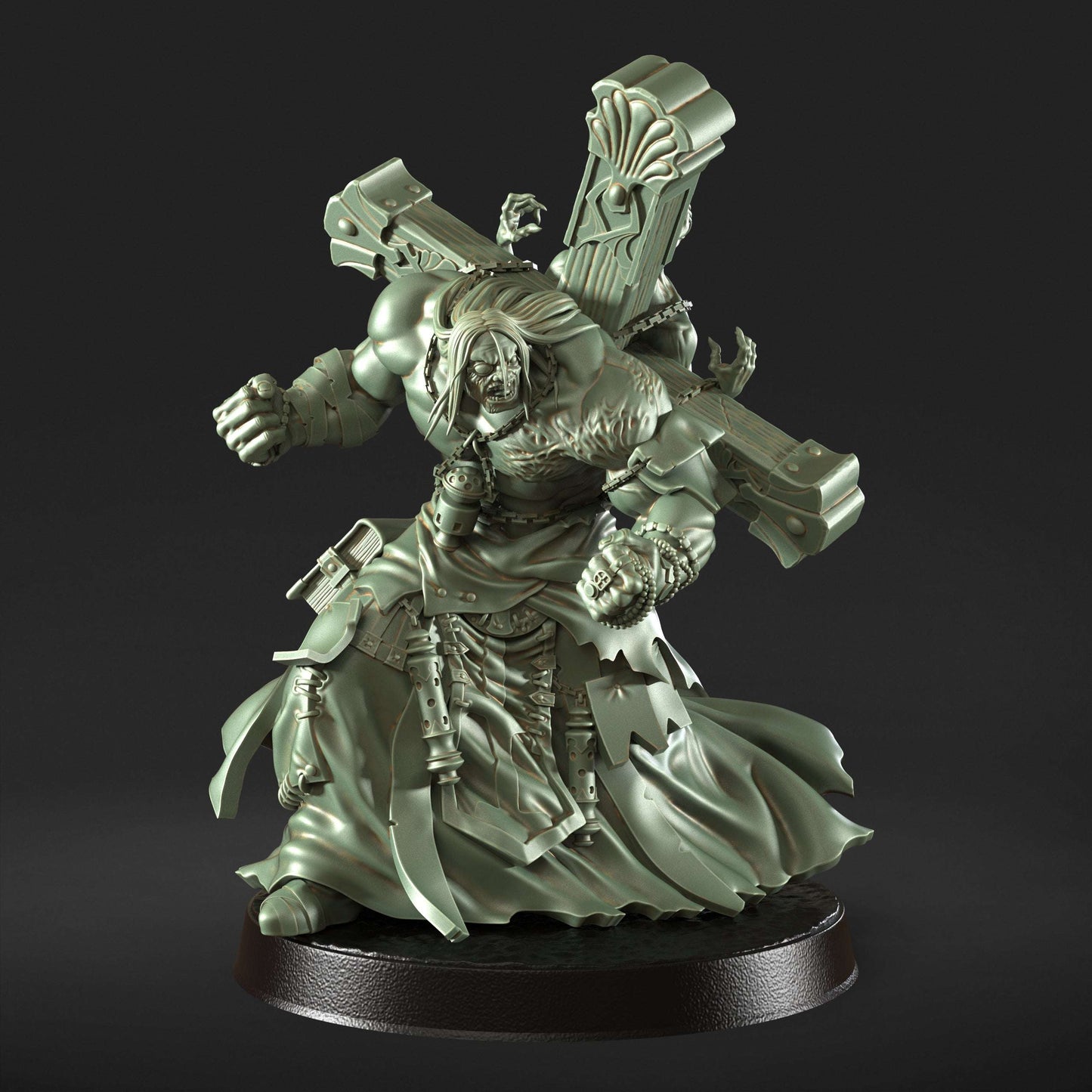 32mm scale man carrying a cross with person on for dungeons and dragons