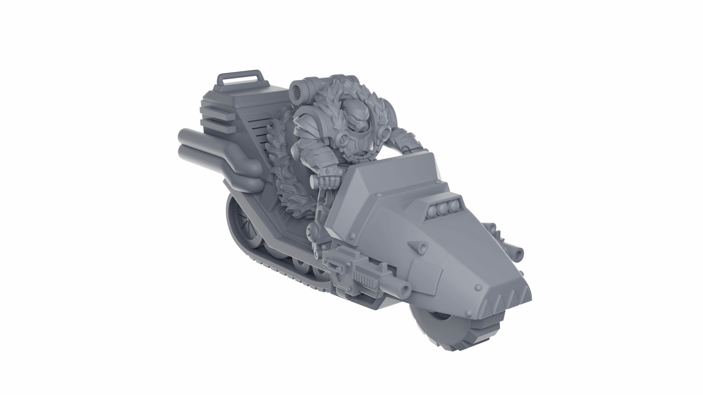 Space bear space marines on snow bikes miniatures in resin 32mm scale