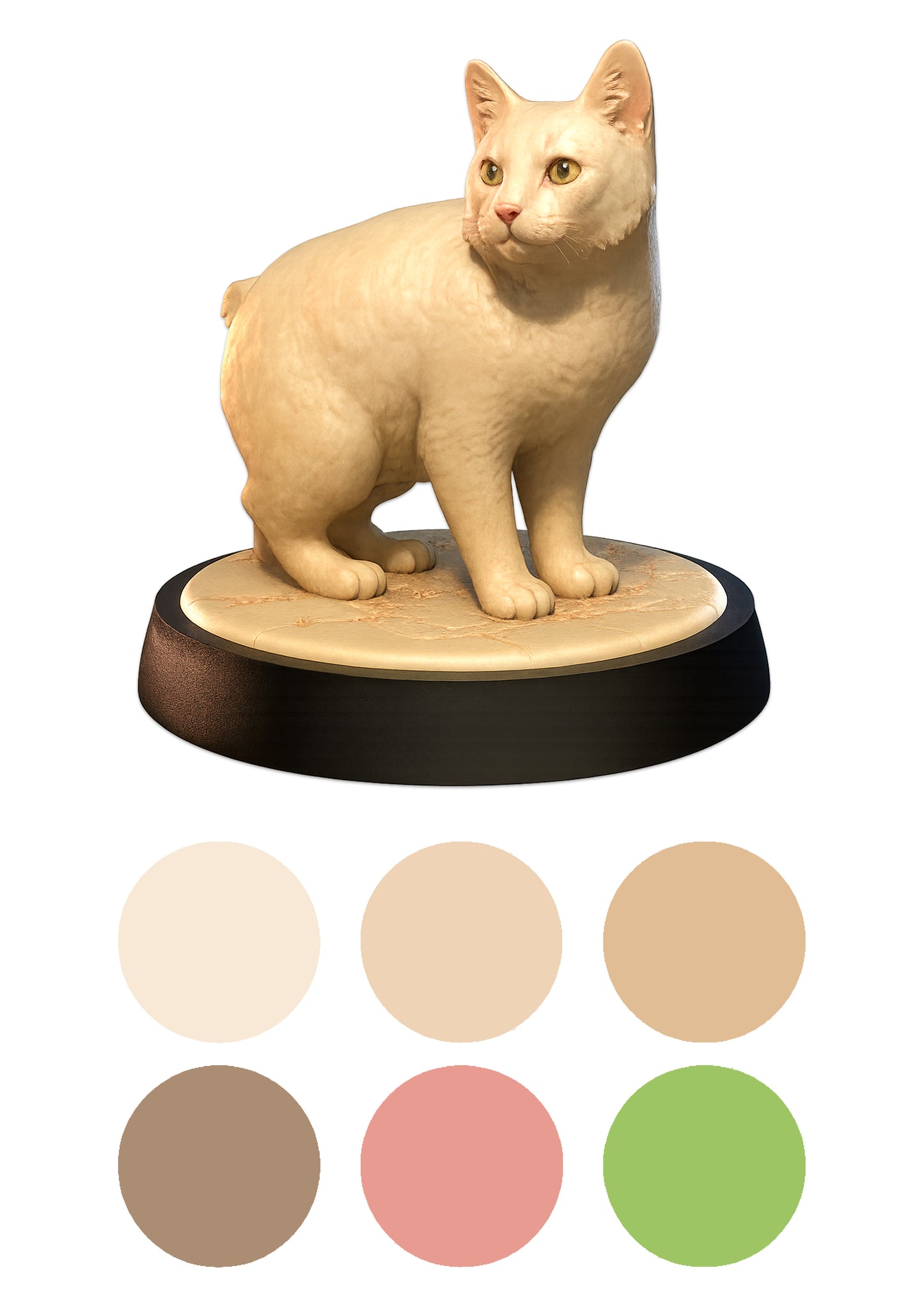 Cat-shaped night light with color swatches below on a white background