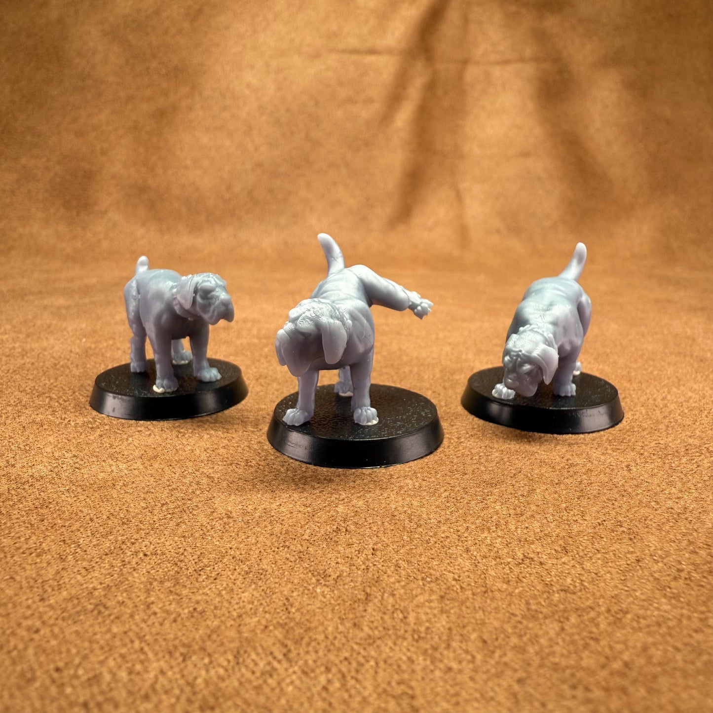 28mm resin miniature animals including bears, owlbears, deer, dogs, hounds, hares, rabbits, hawks and geese