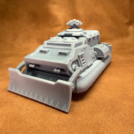 Space Bears 32mm scale resin miniature hover tank with canvas troop carrier