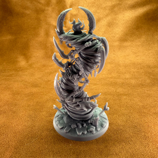 Fantasy creature figurine on a textured brown background