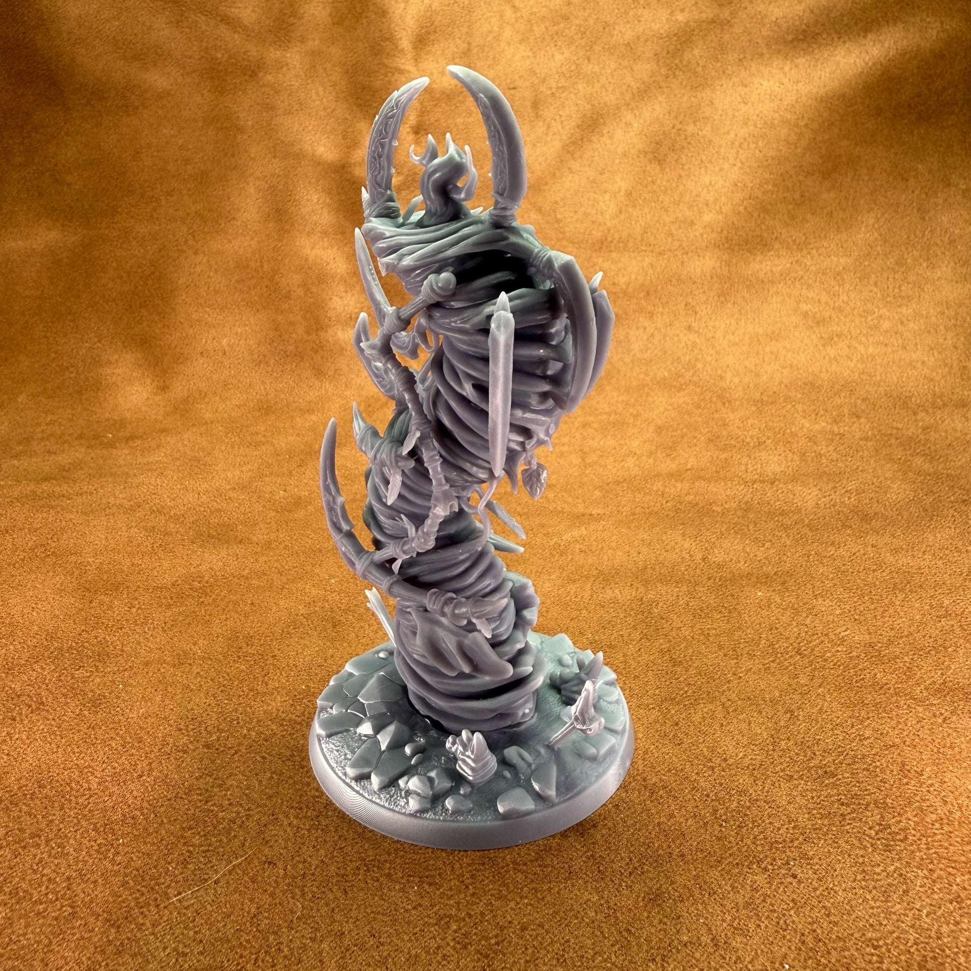Game figurine on a textured brown surface