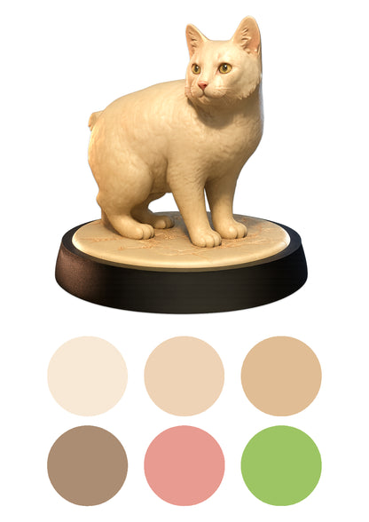 Cat-shaped night light with color swatches below on a white background