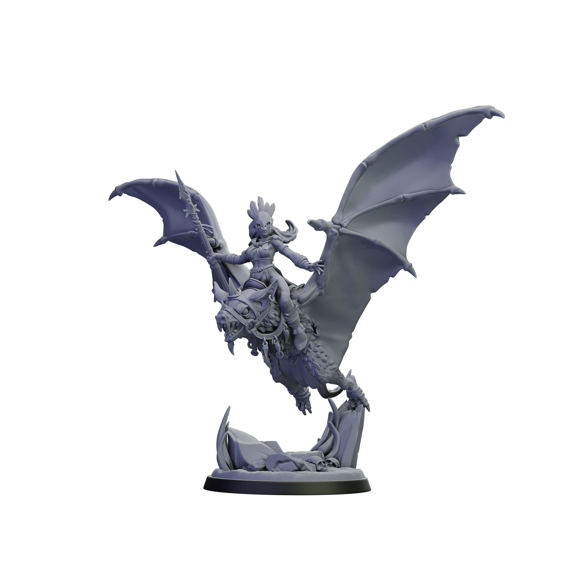 Gray dragon figurine on a white background