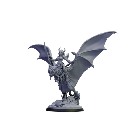 Gray dragon and warrior figurine on a white background