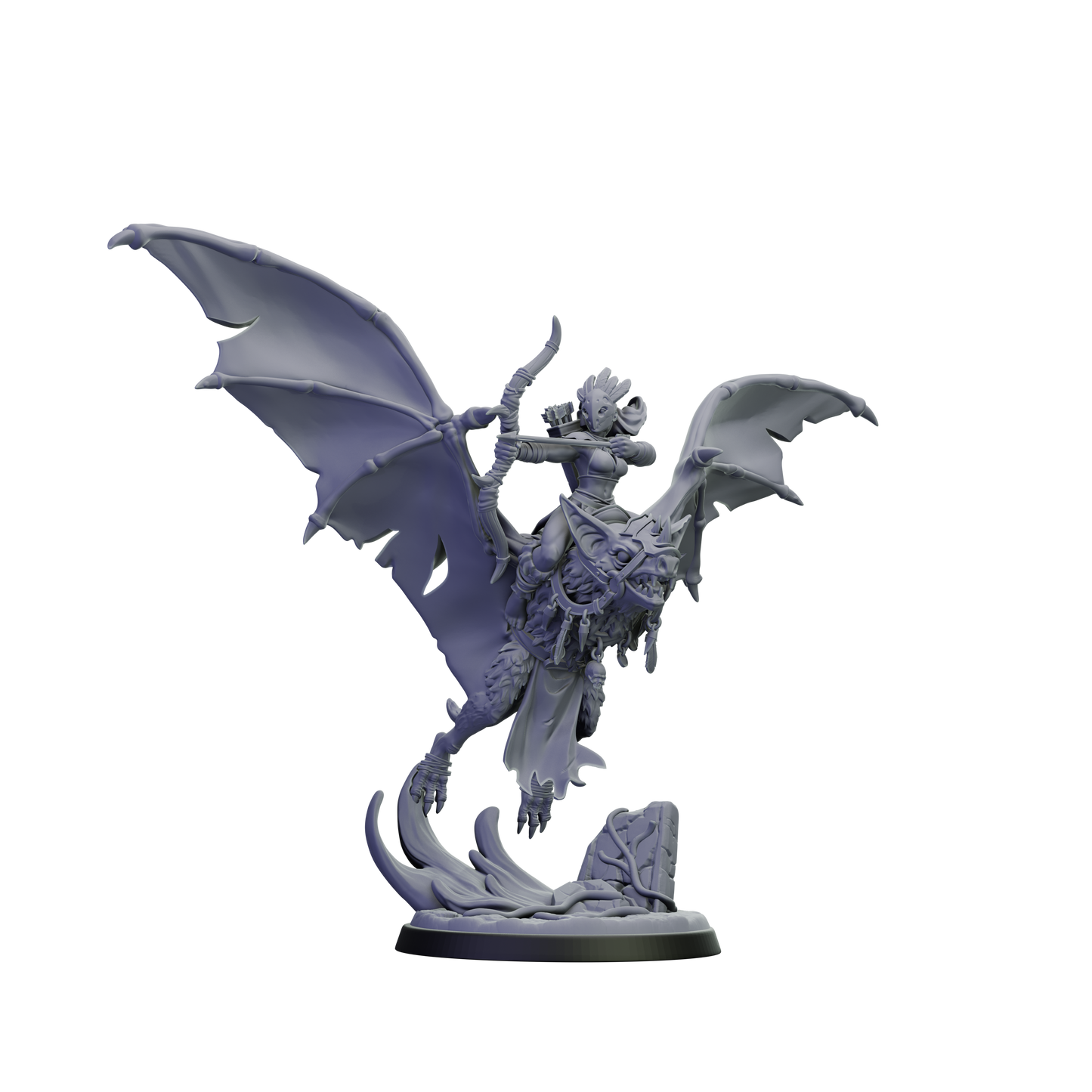 Gray dragon figurine on a white background