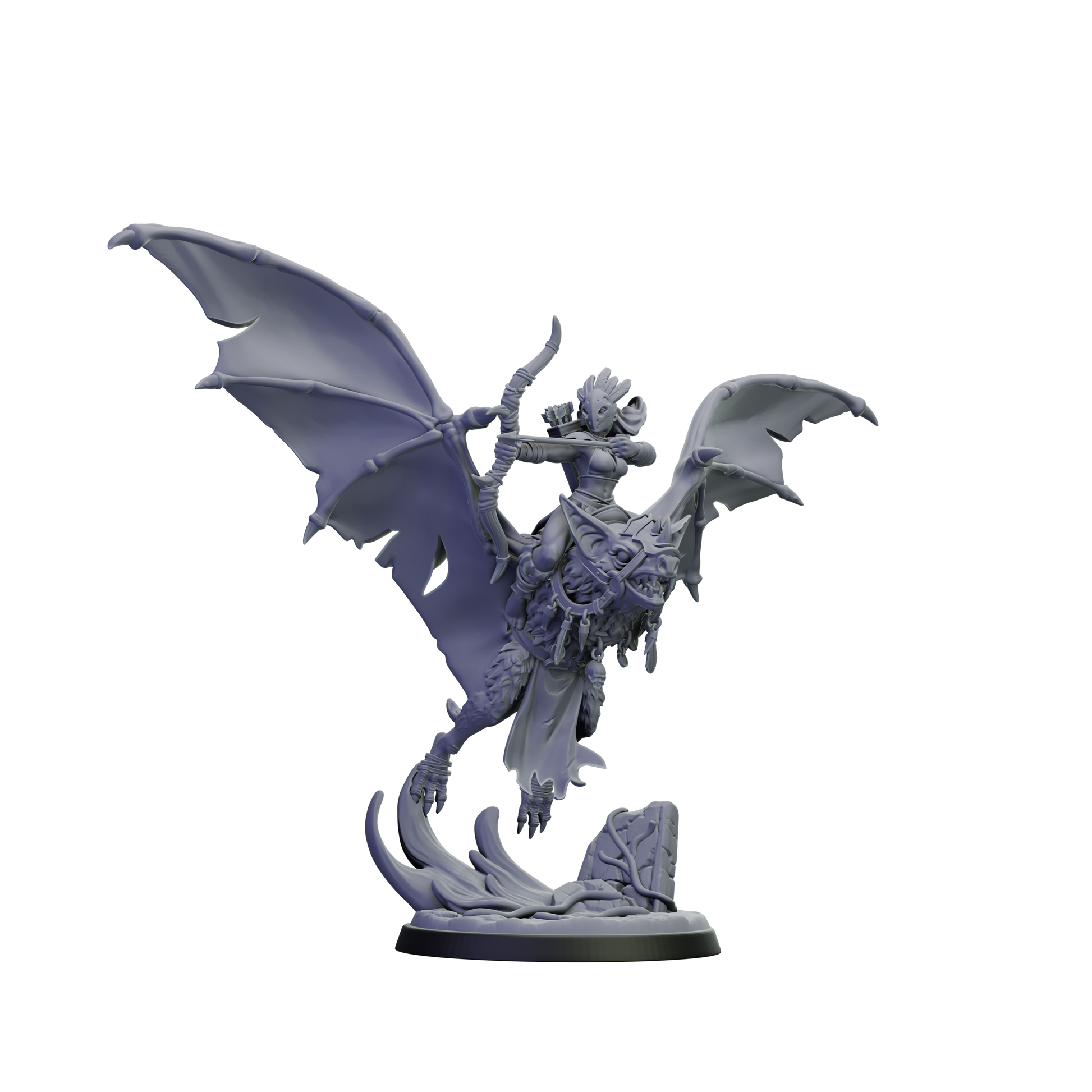 Gray dragon figurine on a white background