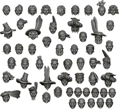Unique heads for customising 28mm miniatures models