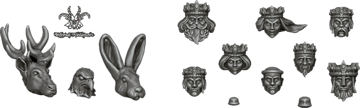 Unique heads for customising 28mm miniatures models