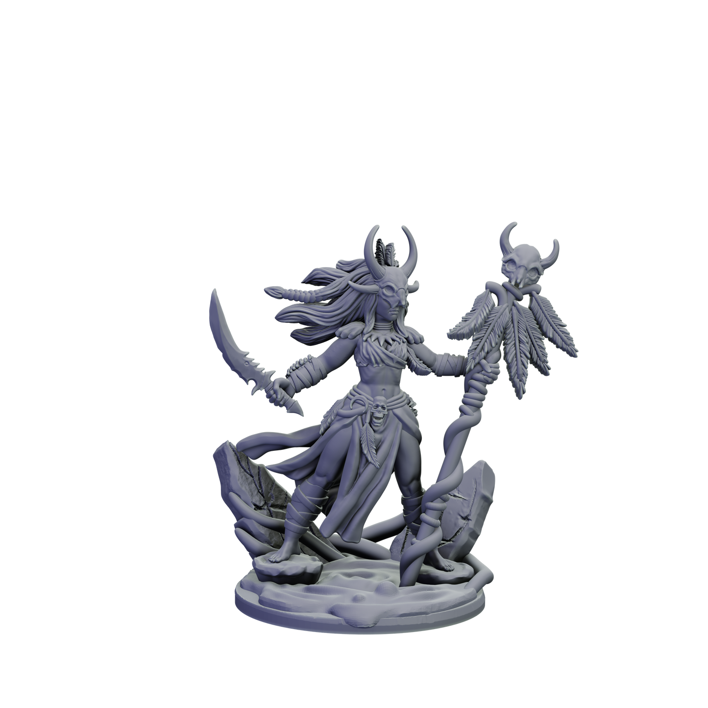 Gray fantasy figurine on a white background