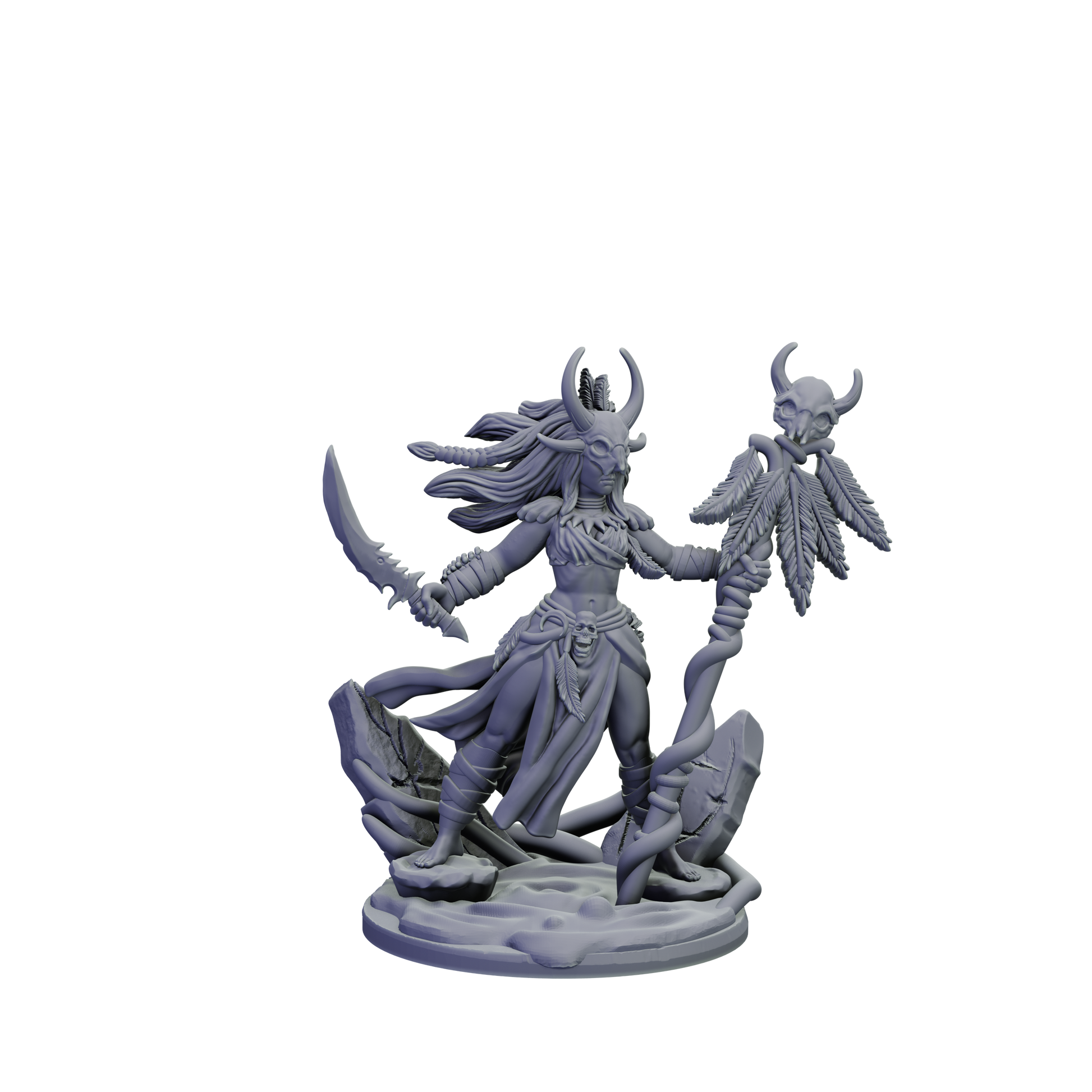 Gray fantasy figurine on a white background