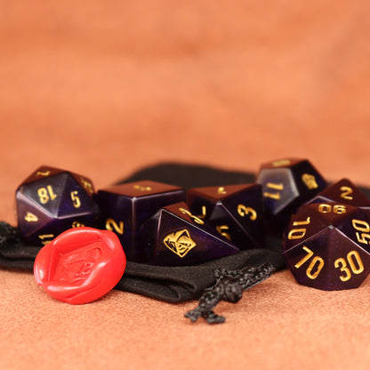 Smoke on the Water - Handcrafted Polyhedral Resin Dice Set | Deep Purple