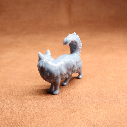 Small white dog figurine on a brown surface