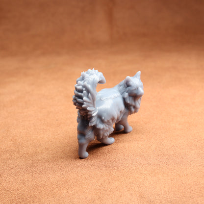Gray 3D-printed dog figurine on a brown surface
