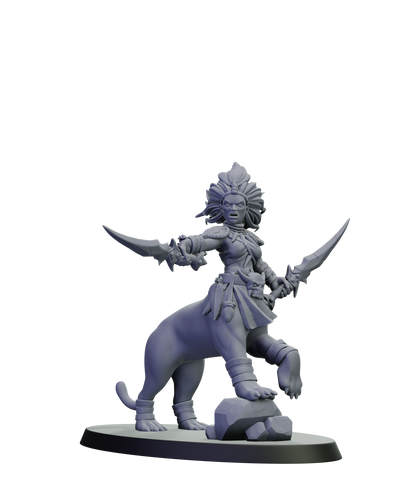 render of centaur jaguar warrior woman model