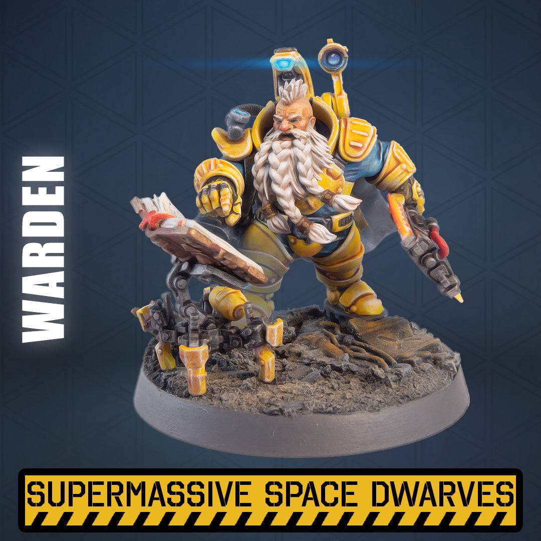 Space Dwarf roughnecks 32mm scale miniature model mining picks soldiers votann warden leader