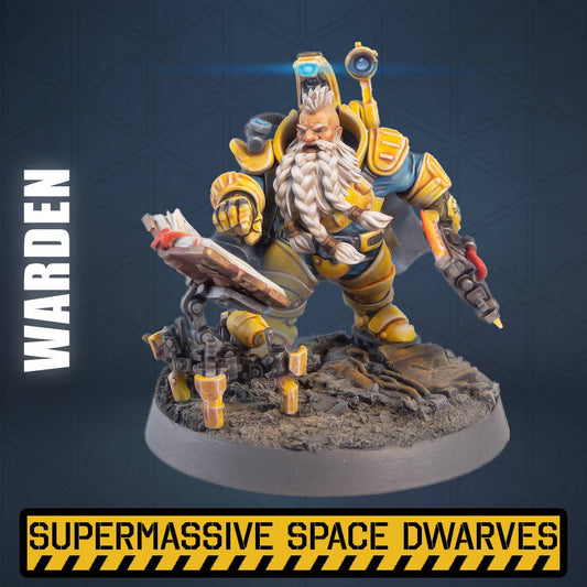 Space Dwarf roughnecks 32mm scale miniature model mining picks soldiers votann warden leader