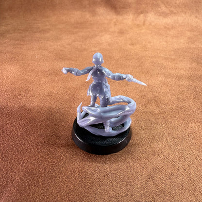 Game figurine with a character and dragon on a brown surface