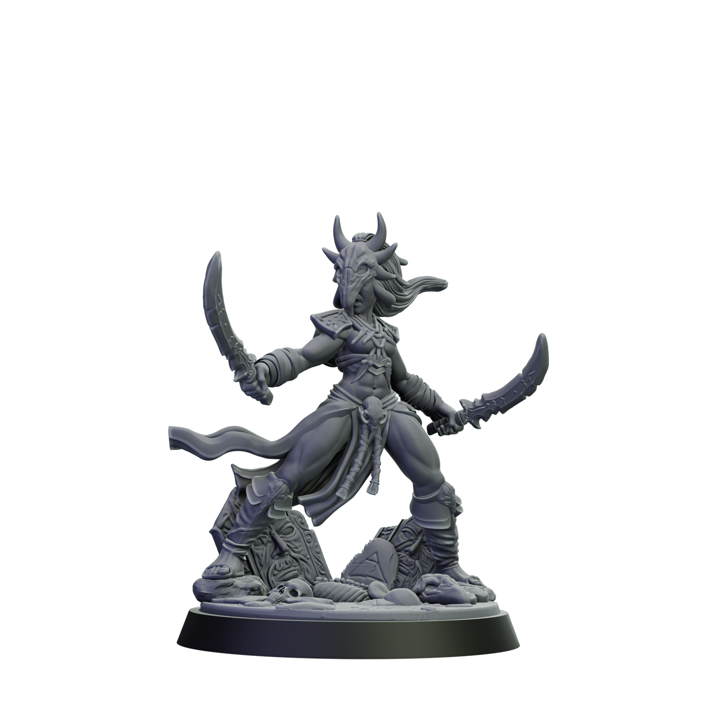 Gray fantasy figurine on a white background