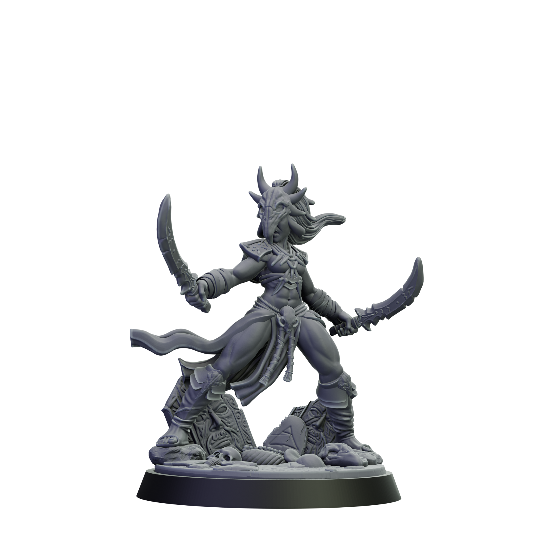 Gray fantasy figurine on a white background